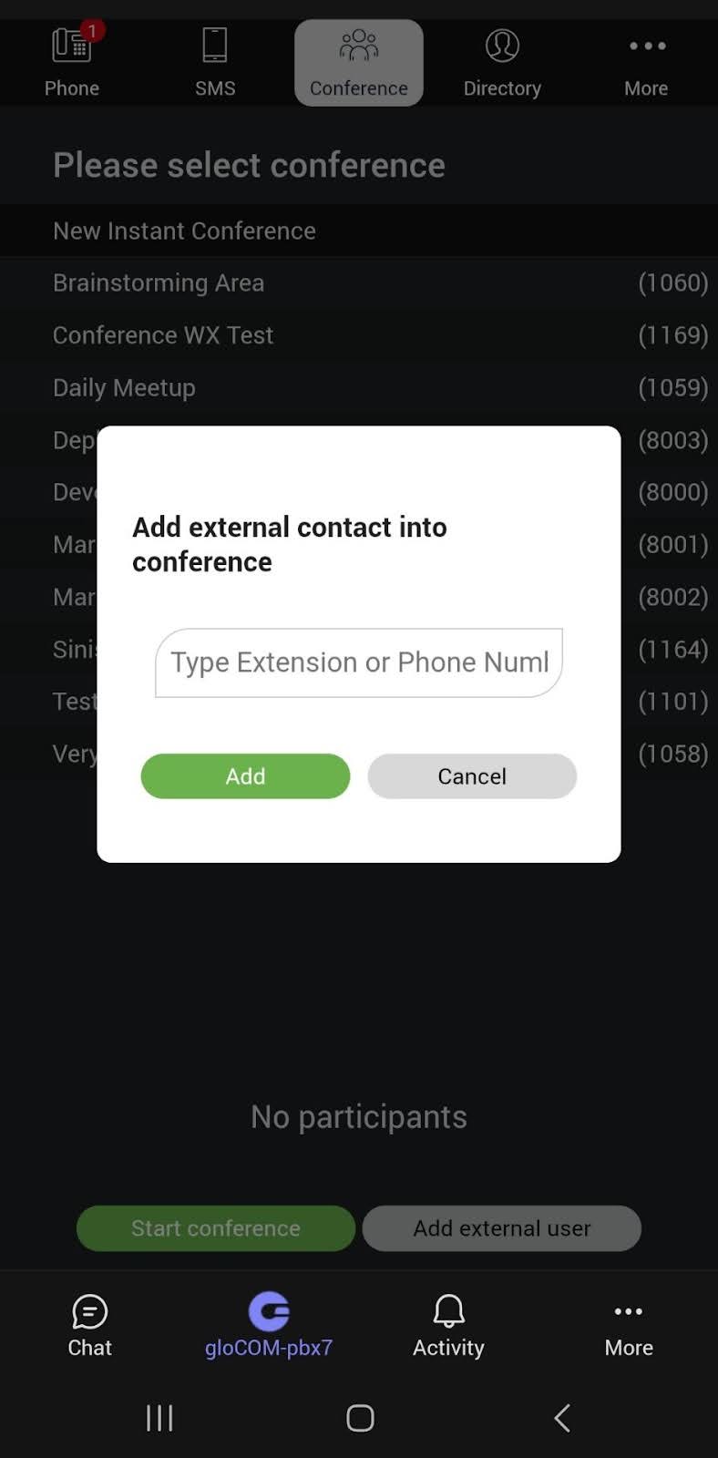 7.6_glocom_for_teams_mobile_add_external_contacts_into_conference.png