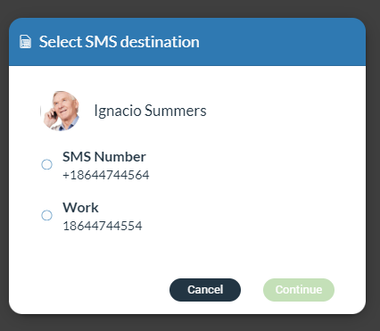 Select SMS Destination