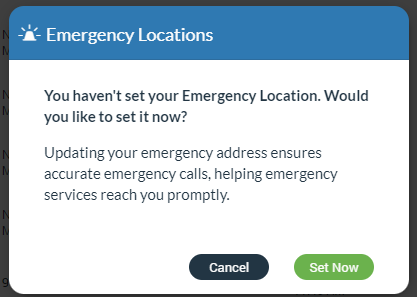 Emergency Location Alert message