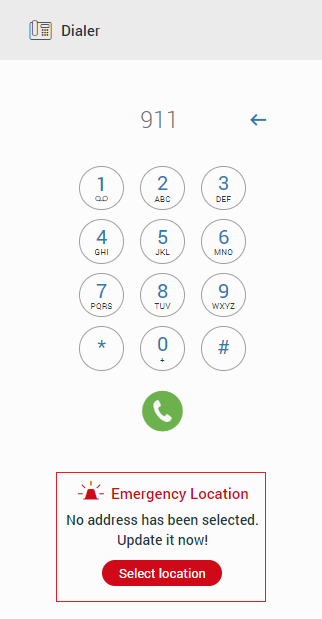 Emergency Location within Dialer