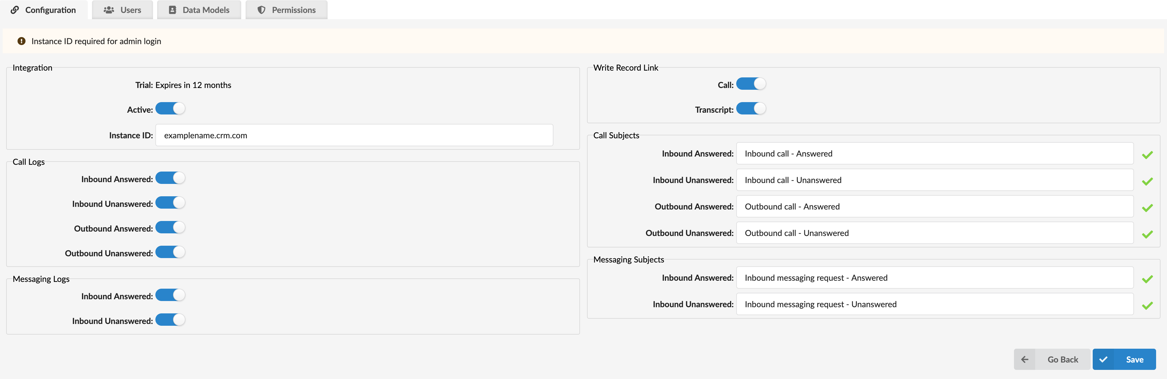 Basic Authentication Configuration Page