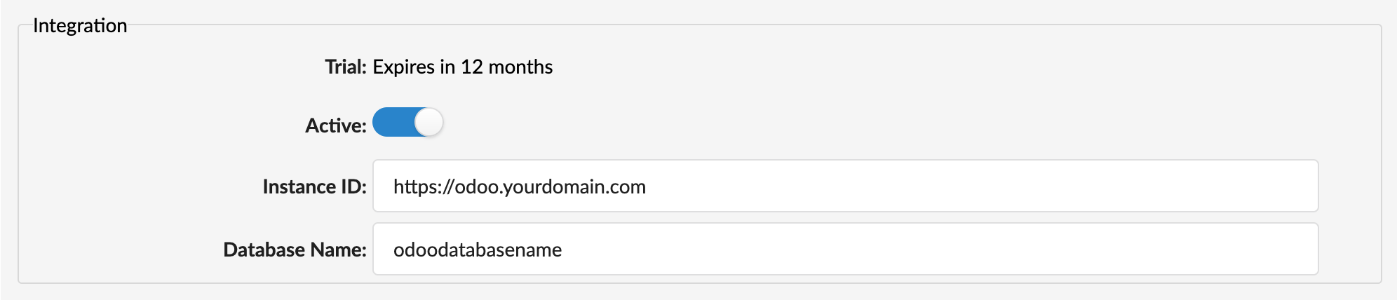 Odoo Integration Section