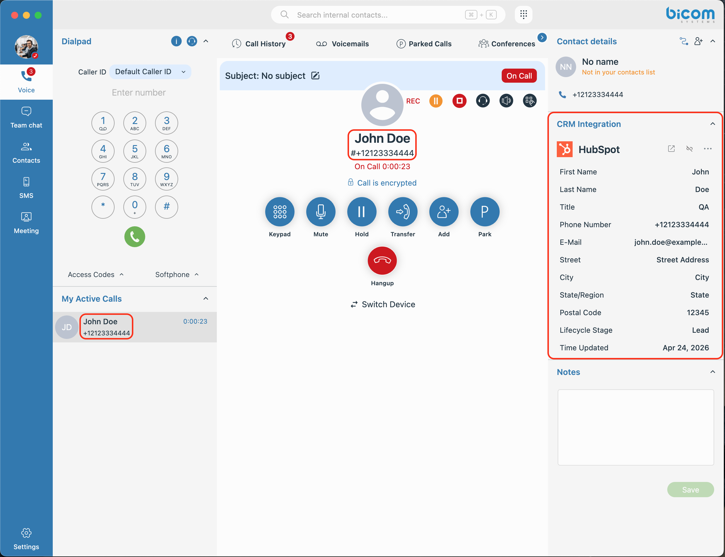 CRM gloCOM Next Widget