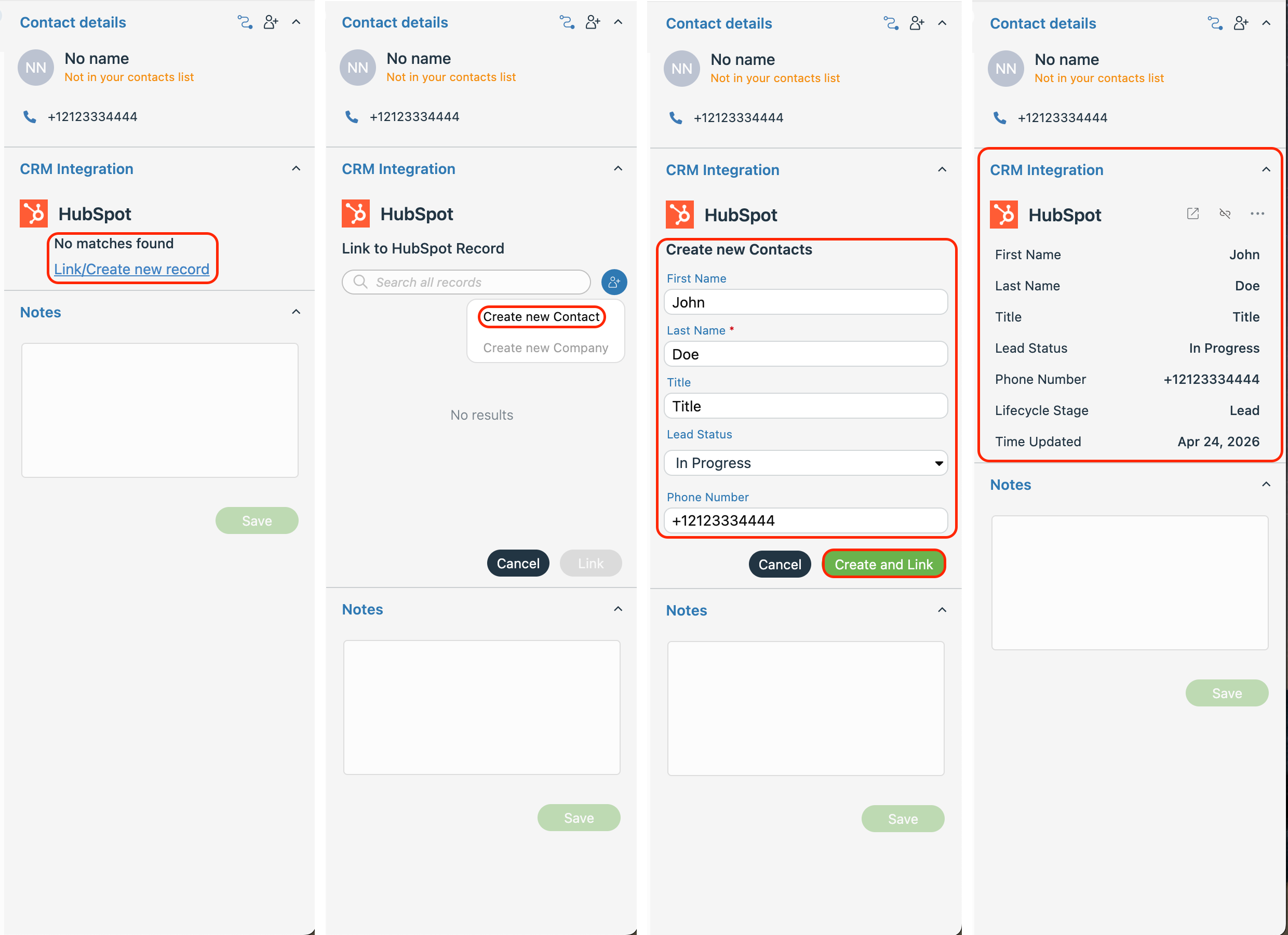 CRM gloCOM Next Widget Create Record