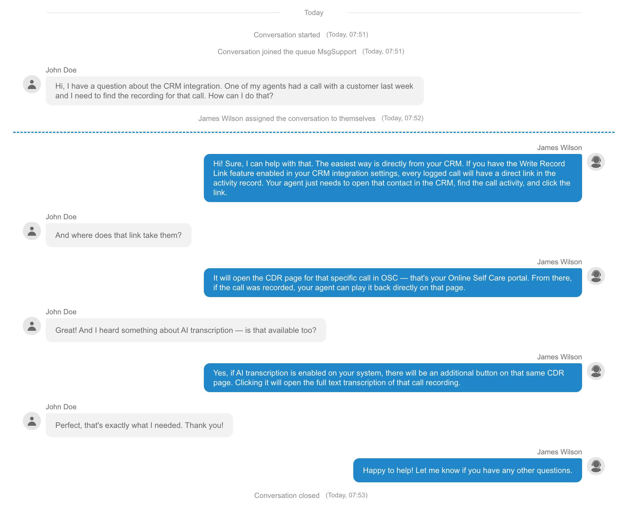 OSC Messaging Ticket Trascript