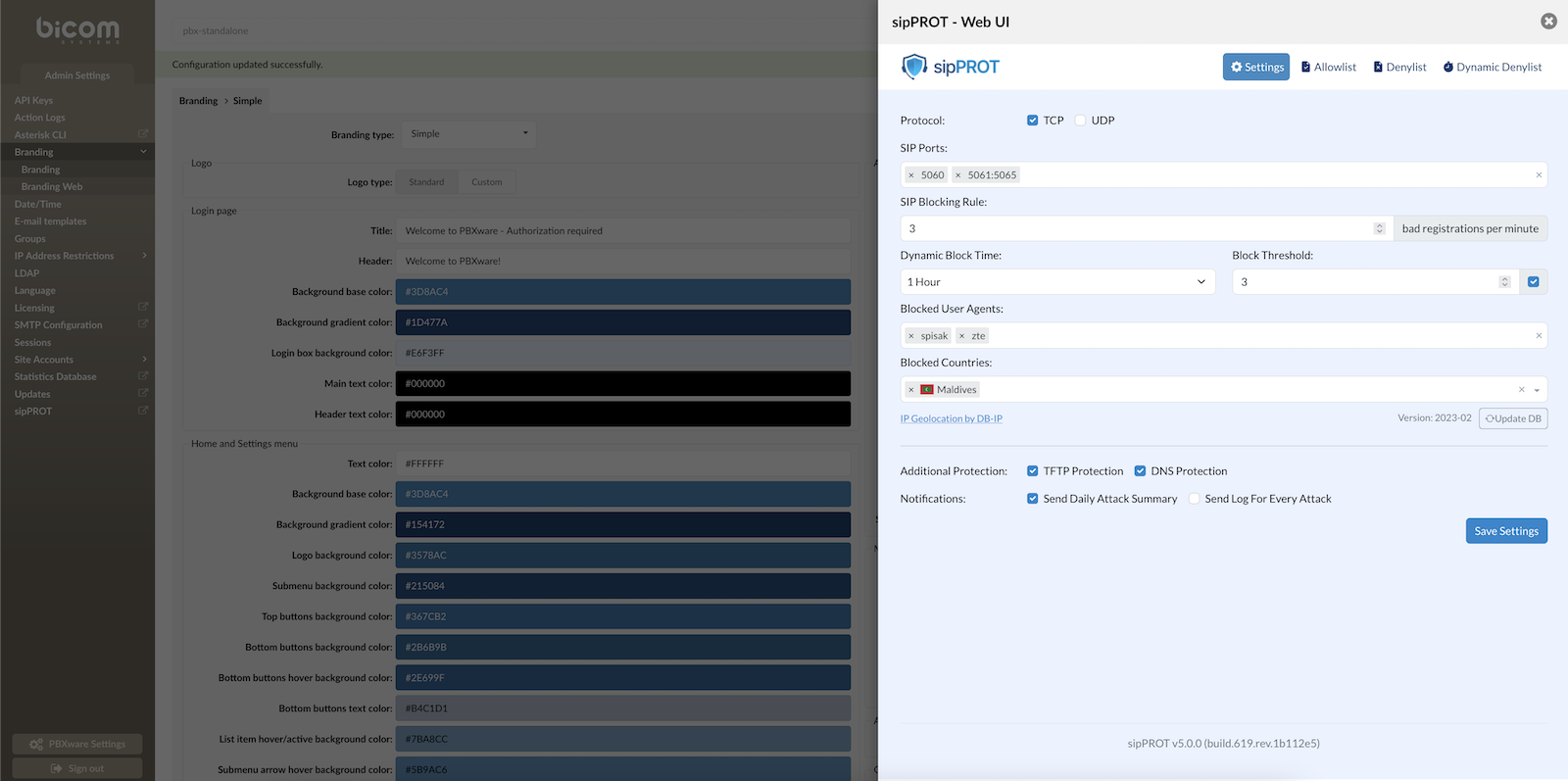 sipPROT branding in PBXware
